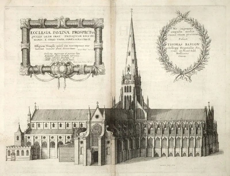 Wenceslas Hollar Old St Paul's Cathedral with spire